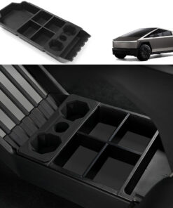 Split Lower Center Console Storage Tray with Cup Holder for Cybertruck