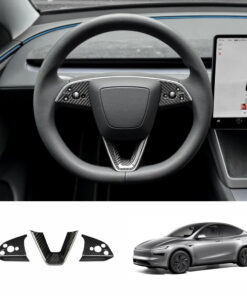[Real Carbon Fiber] Steering Wheel Trim Cover Kit for Tesla Model Y Juniper 2025+