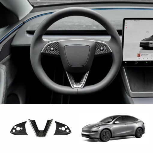 [Real Carbon Fiber] Steering Wheel Trim Cover Kit for Tesla Model Y Juniper 2025+