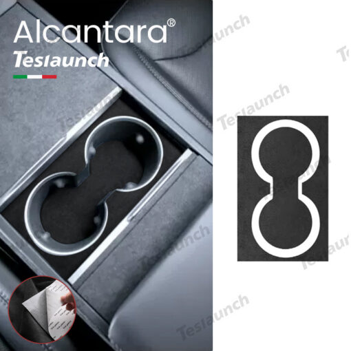 Alcantara Center Console Cup Holder Cover Sticker for Tesla Model Y Juniper 2025+ - Image 8