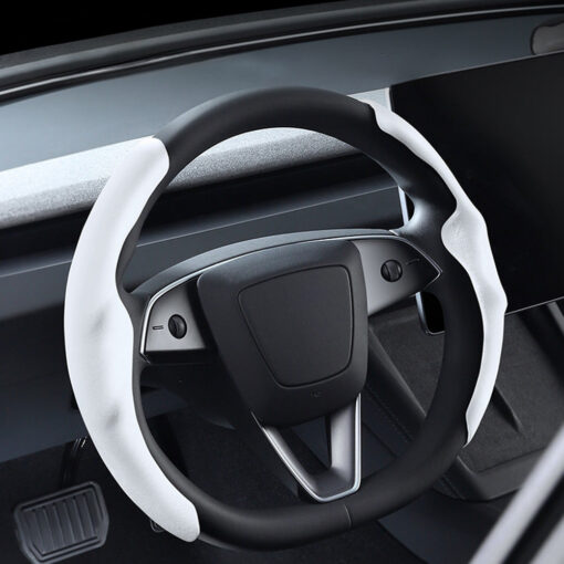 Anti-Slip Suede Steering Wheel Cover for Tesla Model Y Juniper 2025+ - Image 8