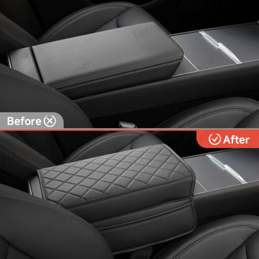 Leather Center Armrest Cover with Side Pockets for Tesla Model Y Juniper 2025+ - Image 2
