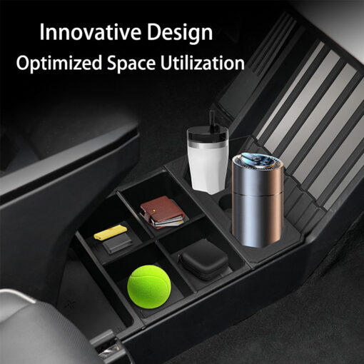 Split Lower Center Console Storage Tray with Cup Holder for Cybertruck - Image 3