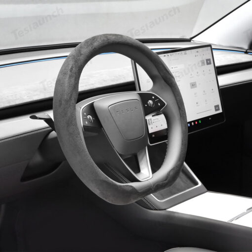 Alcantara Hand Stitch Steering Wheel Cover for Tesla Model 3/Y - Image 5