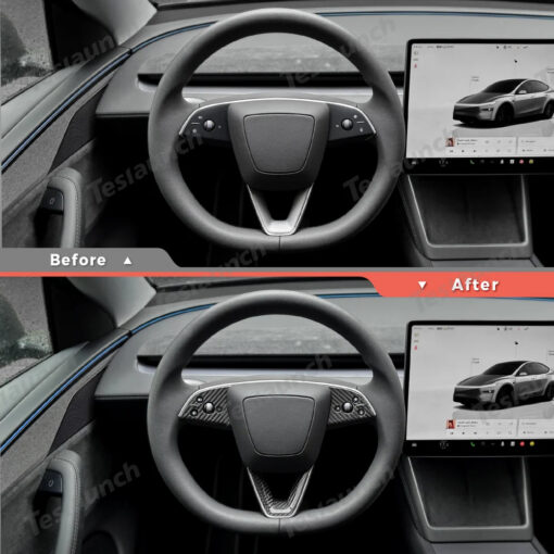 [Real Carbon Fiber] Steering Wheel Trim Cover Kit for Tesla Model Y Juniper 2025+ - Image 2