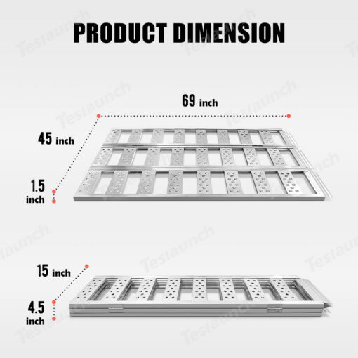 Full-Width Aluminum Tri-Fold Ramps with Load Straps for Cybertruck - Image 6