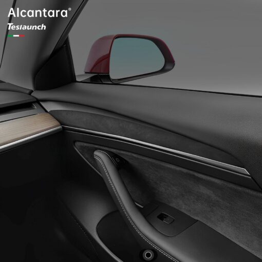 Alcantara Interior Front Door Trim Panel Caps (2 PCS) for Tesla Model 3 (2021-2023) and Model Y 2023-2024