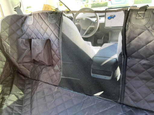 Dog Seat Cover For Pets 100% Waterproof For Tesla Model S3XY - Visible Mesh Window - Image 12