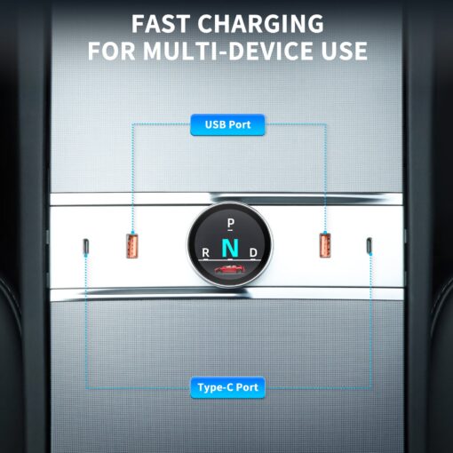 Smart Rotating Gear Shift Dock USB Hub for Tesla Model Y Juniper 2025+ - Image 4