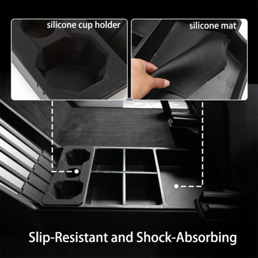 Split Lower Center Console Storage Tray with Cup Holder for Cybertruck - Image 5