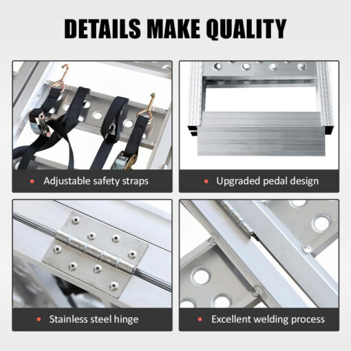 Full-Width Aluminum Tri-Fold Ramps with Load Straps for Cybertruck - Image 7