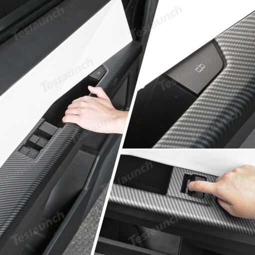 Front & Rear Door Armrest Overlays Covers (Carbon Fiber Pattern ABS) for Cybertruck (4 PCS) - Image 4