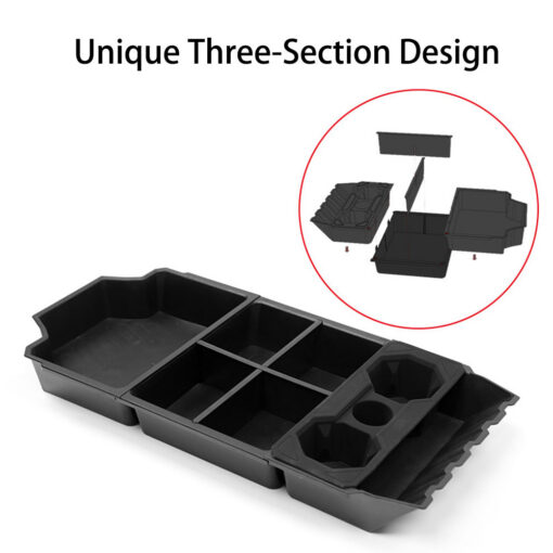 Split Lower Center Console Storage Tray with Cup Holder for Cybertruck - Image 6