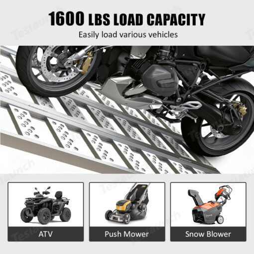 Full-Width Aluminum Tri-Fold Ramps with Load Straps for Cybertruck - Image 4