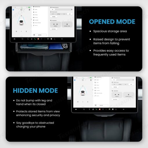 Model 3/Y Hidden Foldable Central Control Screen Lower Storage Box for Tesla - Image 7