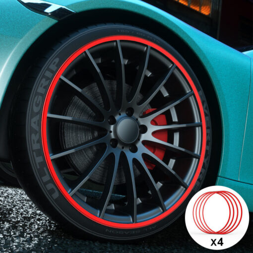 Red Aluminum Alloy Wheel Rim Protector- Fits All Cars - Image 9