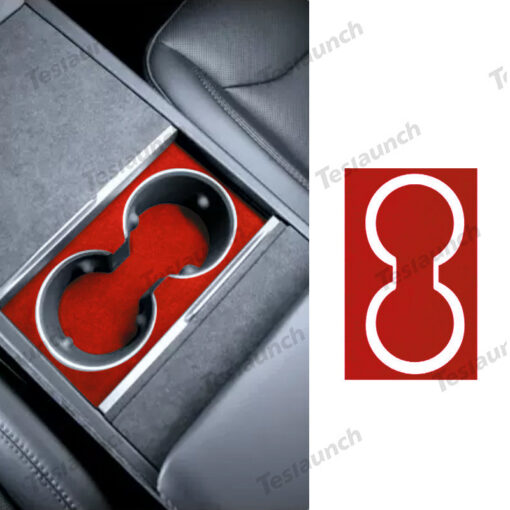 Alcantara Center Console Cup Holder Cover Sticker for Tesla Model Y Juniper 2025+ - Image 5