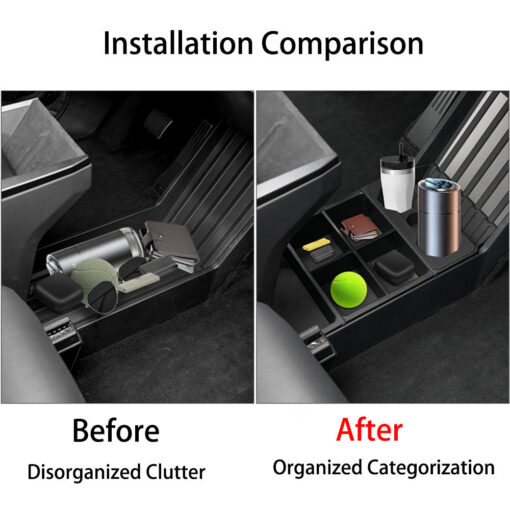 Split Lower Center Console Storage Tray with Cup Holder for Cybertruck - Image 2