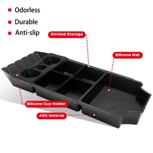 Split Lower Center Console Storage Tray with Cup Holder for Cybertruck - Image 7