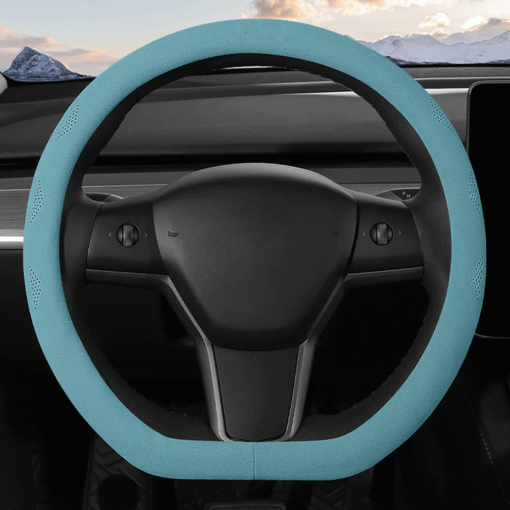 Alcantara Ultra Thin Sweat Absorbing Steering Wheel Cover for Tesla Model 3/Y(not fit for 2024 Model 3 Highland ) - Image 3