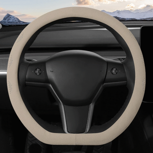 Alcantara Ultra Thin Sweat Absorbing Steering Wheel Cover for Tesla Model 3/Y(not fit for 2024 Model 3 Highland ) - Image 5