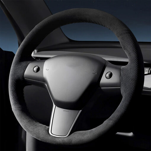 Alcantara Hand Stitch Steering Wheel Cover for Tesla Model 3/Y - Image 9