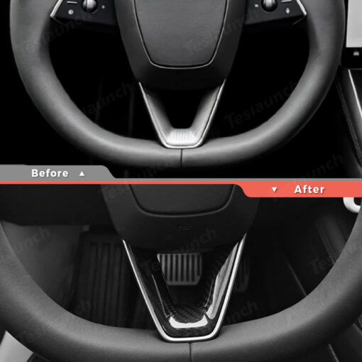 [Real Carbon Fiber] Steering Wheel V-Cover for Tesla Model Y Juniper 2025+ - Image 2