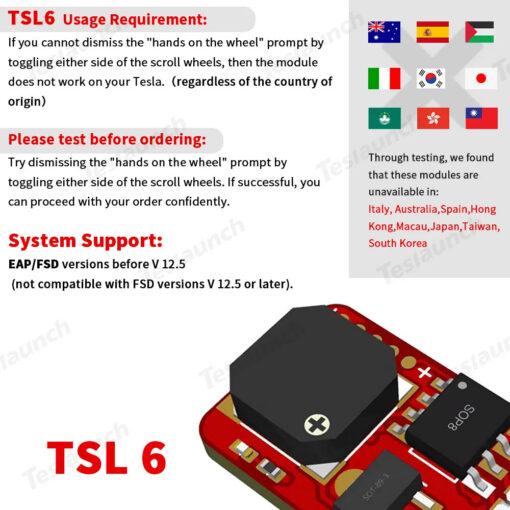 Autopilot Nag Elimination Module TSL6 Upgraded Version for Tesla Model 3(2019-2024) Model Y (2020-2025) - Image 4