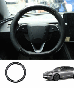 D-Shaped Carbon Pattern Leather Steering Wheel Cover for Tesla Model Y Juniper 2025+