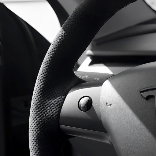 Alcantara Hand Stitch Steering Wheel Cover for Tesla Model 3/Y - Image 7
