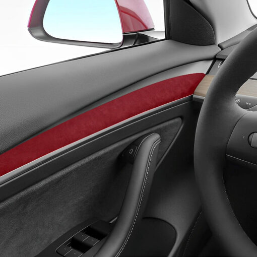 Alcantara Interior Front Door Trim Panel Caps (2 PCS) for Tesla Model 3 (2021-2023) and Model Y 2023-2024 - Image 3