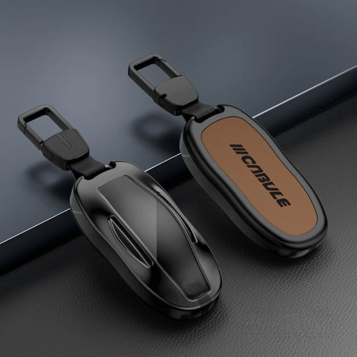 Alloy and Leather Key Fob Cover for Tesla Model 3/Y/S/X - Image 2