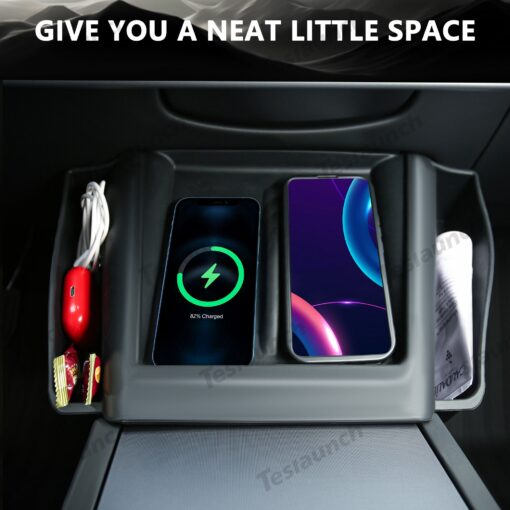 Central Control Wireless Charging Silicone Pad Storage Box for Tesla Model Y Juniper 2025+ - Image 4