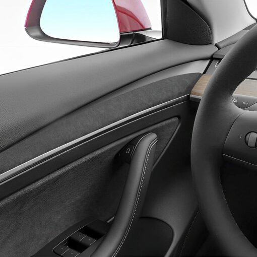 Alcantara Interior Front Door Trim Panel Caps (2 PCS) for Tesla Model 3 (2021-2023) and Model Y 2023-2024 - Image 2